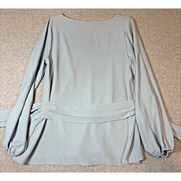 Mint Julep Light Blue Long‎ Sleeve Tie Waist Peplum Top Women's Small - Picture 10 of 10